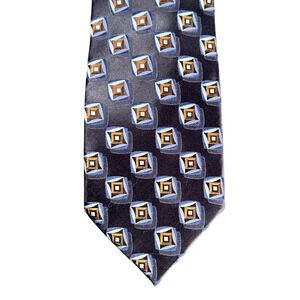 Ermenegildo Zegna Silk Tie 59" Blue Geometric Pattern Men Luxury Italy - CJ